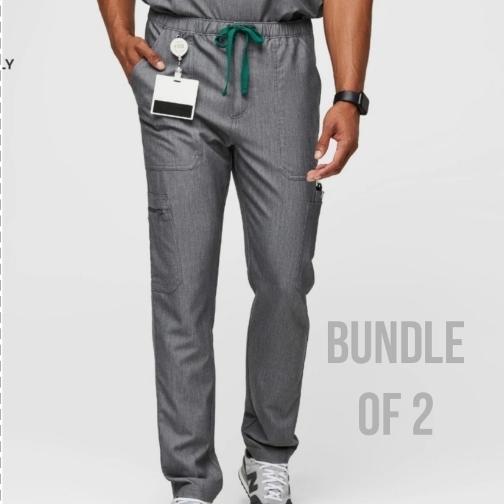 Figs Mens Cairo Cargo Scrub Pants in Graphite Bundle of 2